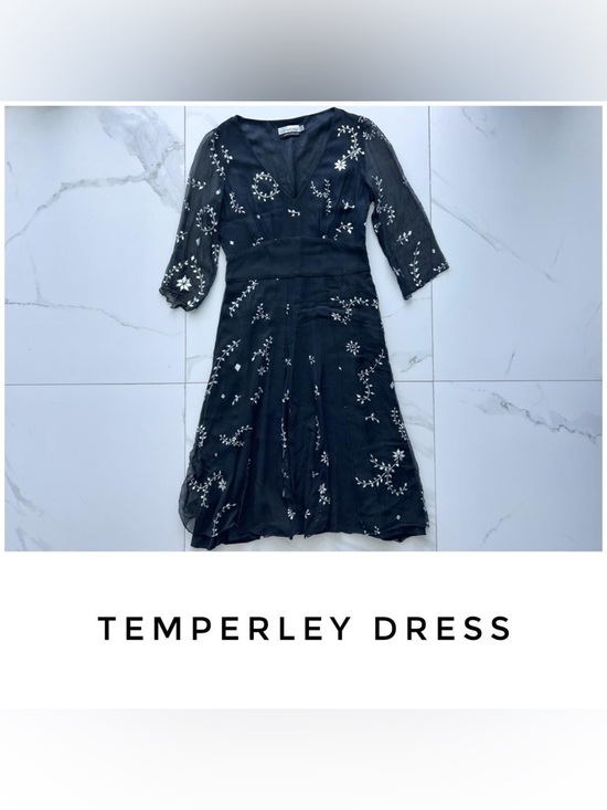 Temperley London Dresses & Skirts - ❌Temperley London dress size 8 6 black silver print sheer midi❌